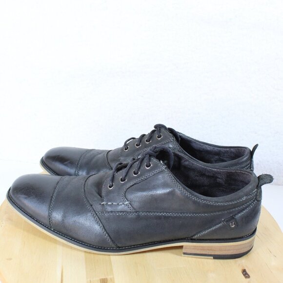 Steve Madden Leather Cap Toe Oxford Mens 10.5 Black Dress Casual Shoe Kesslo - Picture 3 of 8